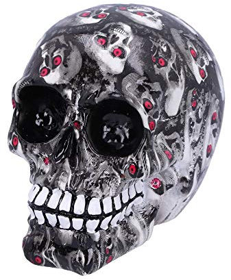 Nemesis Now Horror-Totenkopf-Ornament, Kunstharz, rote Augen, 11 cm