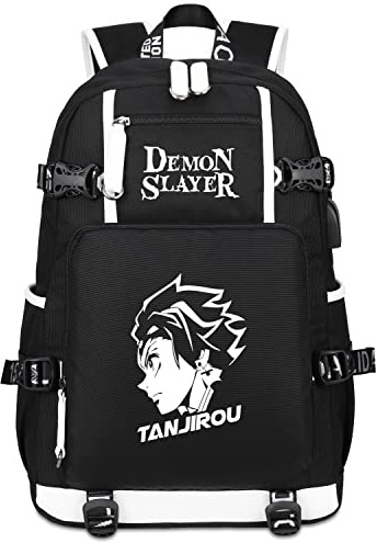 Roffatide Anime Demon Slayer Zaino per laptop stampato con porta di ricarica USB e porta per cuffie