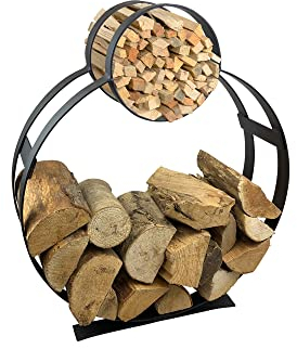 Garden Pride Log Holder/Firewood Rack with kindling holder - Ideal for carrying and storing logs it's an essential fireplace accessory - Circle Design