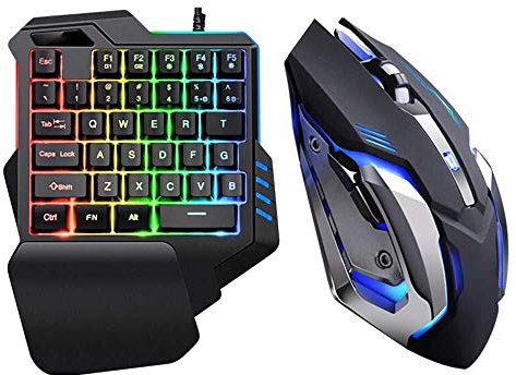 Clavier de Souris Jeu Mobile Clavier à Une Main - Eat Chicken Artefact/Left Handi Keyboard Mouse Set One Hand Colorful Gaming Keyboard Mouse