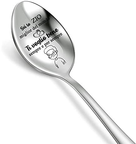 Cucchiaio per Zuppa di Caffè - Regalo di Compleanno in Acciaio Inossidabile - Incisione Giorno Della Famiglia, Ricordo Ringraziamento Natale, Apprezzare Regalo Pensionamento di Nipote Zio