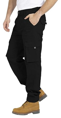 BlauerHafen Herren Cargo Hose, Gerade geschnittene Stretch Schwerlast mit 12 Taschen Freizeithose, Combat Arbeitshose, Relaxed Fit Cargo-Hose Größen 32W–44W