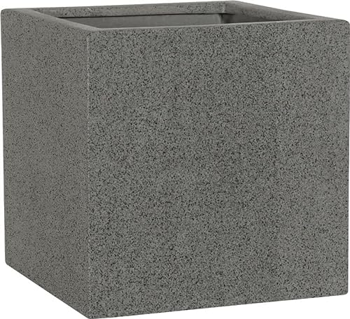 Casa Mina Esteras Pflanzkübel groß außen - Fiberglas Blumenkübel 27x27x27cm - Premium Pflanzgefäß für Draußen - Blumenkübel Frostsicher - Blumenkasten für den Garten Bleigrau - Lisburn