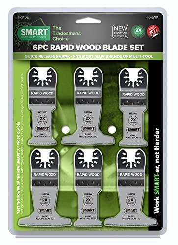 SMART Rapid Wooden Blade Set - Pack of 6 (32 mm & 63 mm) - Trade Series - Universal Fit - High Quality - Super Fast Cutting of Wood
