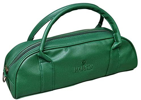 Acclaim Newport Rounded Style Mini Three Bowls Synthetic Grain Leather Look Lawn Green Bowling Bag with Dividers and Shoulder Strap (Green)