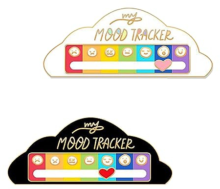 Ellxen 2 Stück Social Battery Pin,Lustige Brosche für Soziale Stimmung für 7 Tage Pins,Functional Aesthetic Pins Brooch,Mood Expressing Pin For Introverts(Cloud Black+White)