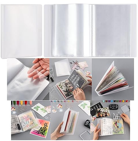 40 Seiten A6 transparente Stempelaufbewahrung Prägeordner Aufbewahrung Fotoaufbewahrung Album Siegelbeutel Ordner Aufbewahrungstasche für DIY Scrapbooking Kunsthandwerk Sammeltaschen