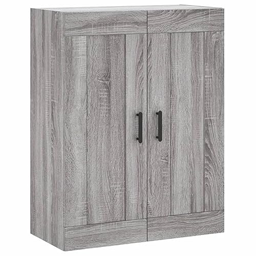 vidaXL Wandschrank, Hängeschrank mit 3 Fächern 2 Türen, Wandmontage Badezimmerschrank, Aufbewahrungsschrank für Wohnzimmer Schlafzimmer, Grau Sonoma Holzwerkstoff