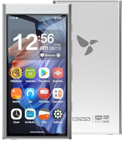 HiBy Digital M300 Music Player with Speaker Android 13 OS SD665 Soc Bluetooth WiFi and FM 1280x640 Resolution IPS Display Supports PCM768k DSD256 32G+2TB Expandable Memory Silver