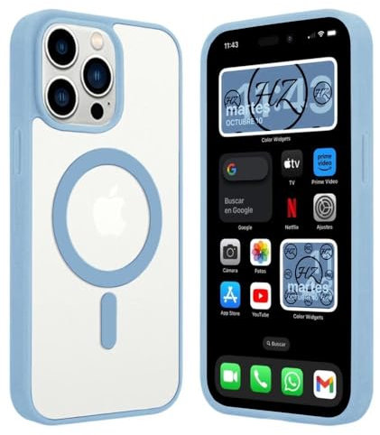Custodia magnetica con bordo a colori Hz, custodia magnetica per iPhone 14 (IPhone 14 Pro Max, blu alpino)