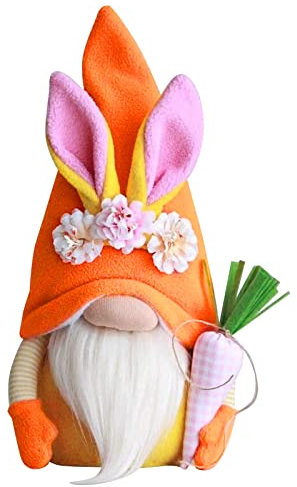 Osterdeko Wichtel Figuren Kleine, Beleuchteter Wichtel Ostern, Osterwichtel Hase Rosa Mit Eier, Tisch Dekoration Ostern für Osterdekoration Frühling Osterhase Wichtel Dekor Urlaub Dekoration