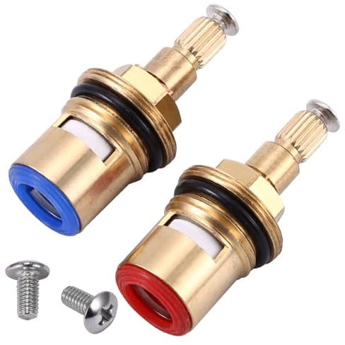 2pcs Mixer Tap Cartridge Replacement 1/4 Turn 20 Spline,Tap Glands Seals Repair Kit,Tap Valve for Shower Bathroom Taps with Washers,Solid Brass Ceramic