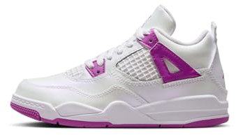Little Kid's Jordan 4 Retro White/Hyper Violet (FQ1312 151) Preschool PS, Bianco/Viola Iper, 18 EU