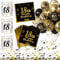 Sancuanyi Tischdeko 18 Geburtstag,Servietten Schwarz Gold,Konfetti Set,Windlicht Tischdeko 18 Geburtstag,Geburtstag Deko Schwarz Gold Luftballons,Geeignet für Teelichter oder Kerzen
