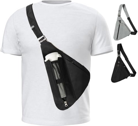 OSOCE Anti-Theft Crossbody Bag, RFID Sling Bag, Multi-Pocket Waterproof Shoulder Bag for Men, Easy to Carry Umbrella & Bottle. Stylish & Lightweight Crossbody Bag Travel, Daily Use, and Gifts(Black)