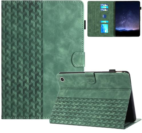 LMFULM® Hülle für Amazon Fire Max 11 13th Gen 2023 (11 Zoll) PU Lederhülle Tasche Case mit Auto Schlaf/Wach Ständer Schutzhülle Flip Cover Baustein Druck Grün