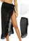 Monbessi 2 Stück Pareo Damen Strand Chiffon Durchscheinend Strandtuch Sarong Tuch Damen Strandrock Schnürschuh(Schwarz Lang + Weiß Kurz)