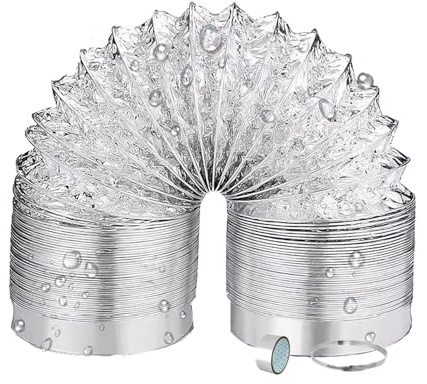 Schlauch für Klimaanlage, Abluftschlauch für Trockner, Entlüftungs Schlauch Klimarohr Flexibel Temperaturbeständig Flexibler Aluminiumschlauch, für Mobile Klimageräte, Wäschetrockner, Lüftung(5m,170mm