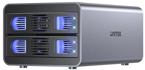 Caja de disco duro externo con 2 bahías a través de USB-C y RAID por UNITEK