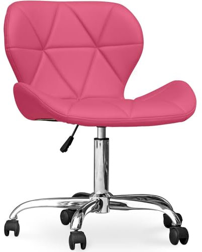 Iconik Interior Chaise de Bureau à roulettes - Chaise de Bureau pivotante - Tapissée en Simili Cuir - Wito Fuchsia