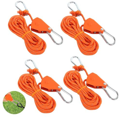 prota Cricchetto di Corda Regolabi, 4 Pezzi Cricchetto per Corda Cricchetto con Gancio, 4mm Cricchetto