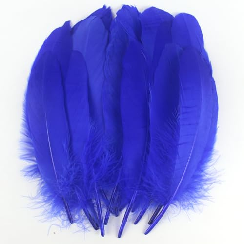 chaojukj 15–20 cm, 50 Stück, Blau Federn, natürliche Gänsefedern für selbstgemachte Hochzeitsdekorationen, Engelsflügel und Feenbasteleien