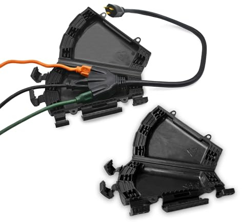 Cord Vault (2 Pack) - Outdoor Tri-Tap, Multi Connection, Extension Cord Plug Head Safety Cover Connector and Weatherproof Electrical Protector for Holiday, String, and Christmas Lights – (Black)