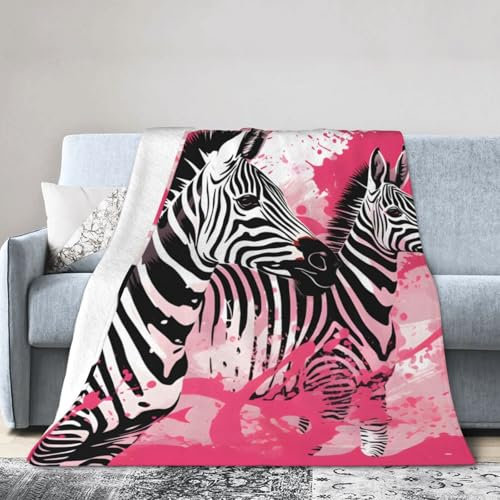 Coperta in pile con motivo zebrato astratto, 127 x 152 cm, per divano, letto, picnic, morbida, accogliente, leggera, per tutte le stagioni