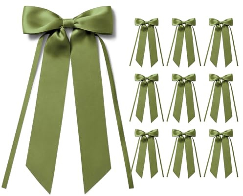 MORSUNBELA Schleifen Deko Geschenkschleife Groß für Hochzeit Eukalyptusgrün | 10 große Geschenkschleifen, elegante Deko für Hochzeit,Kommunion,Geburtstag,Weihnachten,Girlanden und Geschenkverpackungen