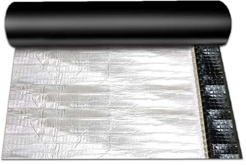 100cm Width Asphalt Shed Roof Covering Sheets, 1mm Roofing Felt Adhesive Waterproof, Sheds Felt Roof Repair Tape Aluminum Foil Roll Thermal Insulation for Walls Floors Garden(20x600cm)