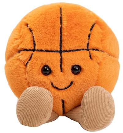 Fußball Kuscheltier 10cm – PP Baumwolle Plüschspielzeug für Kinder | Lustiges Tennis Baseball Billard Basketball Jungen Geschenke für Jungs | Fußball Zubehör für Spiel & Alltag (Basketball)