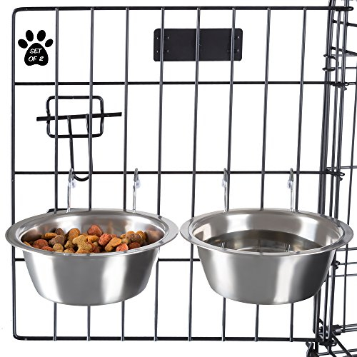Petmaker Futternäpfe aus Edelstahl, für Käfig, Zwinger und Käfige, zum Aufhängen, für Futter und Wasser, je 590 ml, spülmaschinenfest, 2 Stück