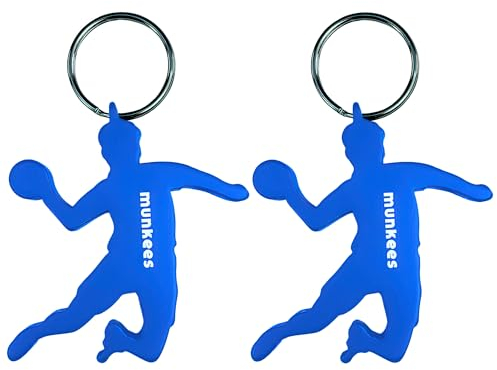 munkees 2 x Schlüsselanhänger Handballer I Handball-Anhänger I integrierter Flaschenöffner I Doppelpack Blau, 349869
