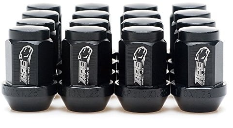 Black Acorn Radmuttern – APE Racing geschmiedetes 7075-T6 Aluminium 10 x 1,25 mm Kegelmuttern (16 Stück) für ATV Quad, 17 mm Sechskantkopf, 60 konischer Sitz, extrem leicht und korrosionsbeständig.