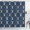 ABAKUHAUS Hirsch Duschvorhang, Retro Hipster Tiere, Stoffliches Gewebe Badezimmerdekorationsset mit Haken, 175 x 180 cm, Blaugrau Tan
