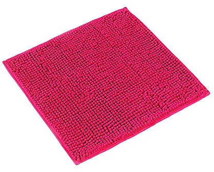 PANA® Chenille Badematte (45x45cm) • WC-Vorleger, Duschmatte, Badvorleger • Mikrofaser Badematte • rutschfest & Waschbar • Badteppich • WC-Vorleger ohne Ausschnitt • Farbe: Fuchsia