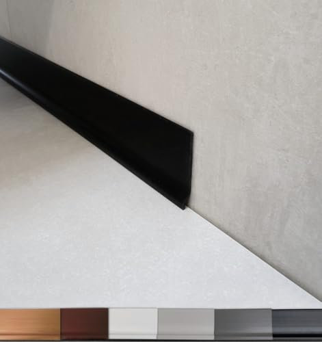 MadeInNature, Plinthe souple en PVC grande qualité, Blanc, Gris clair, Gris foncé, Noir, hauteur 70 mm, Longueur au choix (20 ml, Noir)