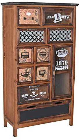 Apothekerschrank „LOFT Studio“ – Vintage Kommode | 6 Schubladen & 2 Türen | Holz, Metall & Glas | Patchwork Schrank im Industrial Stil lof082 Palazzo Exklusiv