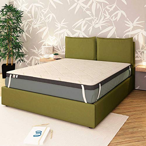 Baldiflex Emporio Surmatelas à mémoire de forme pour lit double 140 x 200 cm H 10 cm avec revêtement en bambou