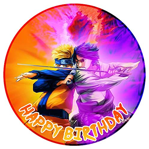 Essbare Tortenaufleger - Tortenaufleger Geburtstag - Tortendeko Naruto Motiv - Geburtstagskuchen Deko aus Fondant - Rund 20 cm - Esspapier Tortendeko - Tortenaufleger Naruto - Cake Decoration