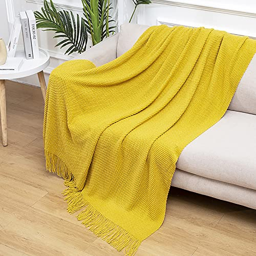 LumiSyne Gestrickte Decke Mit Quaste Einfarbig Ananas Grid Kuscheldecke Strickdecke Tagesdecke Überwurf Couchdecke Dekorative Decke Für Sofa Bett 170x130cm