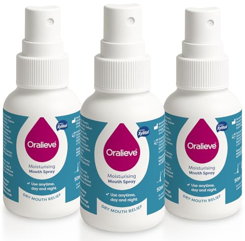 Oralieve Moisturising Dry Mouth Relief Spray (3 x 50ml) | Hydrating Instant Relief for Sore, Sensitive Mouths with Xylitol to Protect Teeth - Genuine Oralieve Dry Mouth Spray
