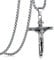 JeweBella Collana Croce Uomo Acciaio Inossidabile Gesù Crocifisso Pendente Collana con Catena Veneziana 61CM Argento/Oro/Nero Religioso Regalo Gioielli
