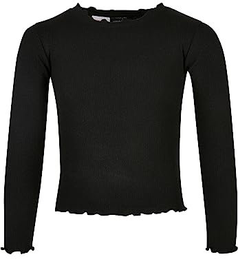 Urban Classics Mädchen Meisjes Korte Rib Longsleeve T Shirt, Schwarz, 134 EU