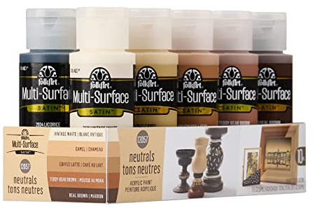 FolkArt 12057 Acrylfarben-Set, neutrale Farben, 10-teilig, für verschiedene Oberflächen, mit 10 FolkArt-Farben für Bastelprojekte