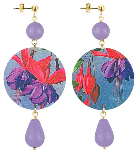 IN Lebole Collezione The Circle DOR302 Fiori Orecchini da Donna in Ottone Pietra Lilla