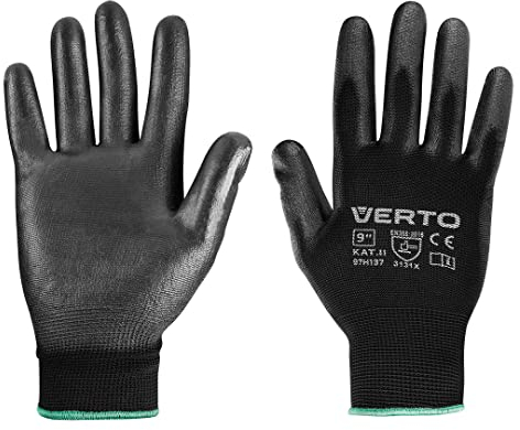 VERTO PU-beschichtete Gartenhandschuhe, II. Kategorie, Abriebbeständigkeit 3, Beständigkeit gegen Durchschneiden mit einem scharfen Werkzeug 1, Reißbeständigkeit 3, Durchstechbeständigkeit 1 (9)