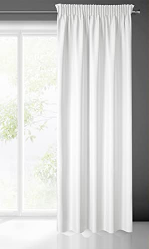 Eurofirany Rita Vorhang Gardine Glatt Schlicht Einfarbig - Kräuselband Modern Schlafzimmer Wohnzimmer Lounge Kinderzimmer 1 Stück Einzeln Weiß 140x270cm