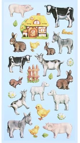 NEU SOFTY 3-D Sticker/Aufkleber, Bauernhof Tiere, 1 Bogen