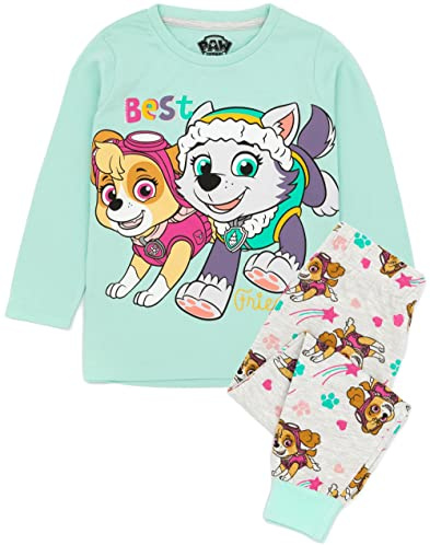 Paw Patrol Pyjamas For Girls | Kids Blue Skye Everest PJs Long Sleeve T-Shirt With Long Bottoms | Children Helicopter Rescue Nightwear